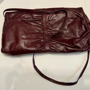 Anne Klein Calderon Burgundy Leather Shoulder Bag
